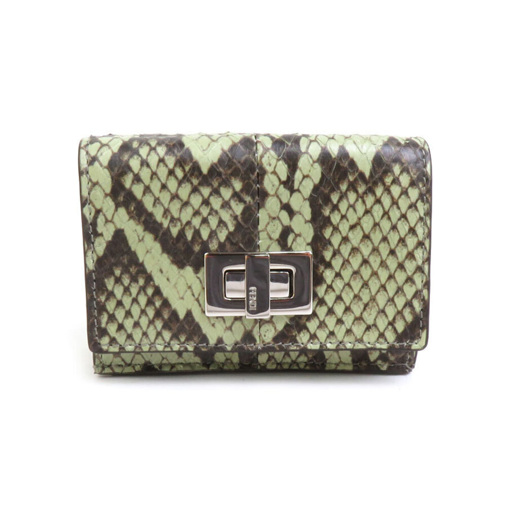 Fendi Tri fold Wallet Python Leather Green - image 1